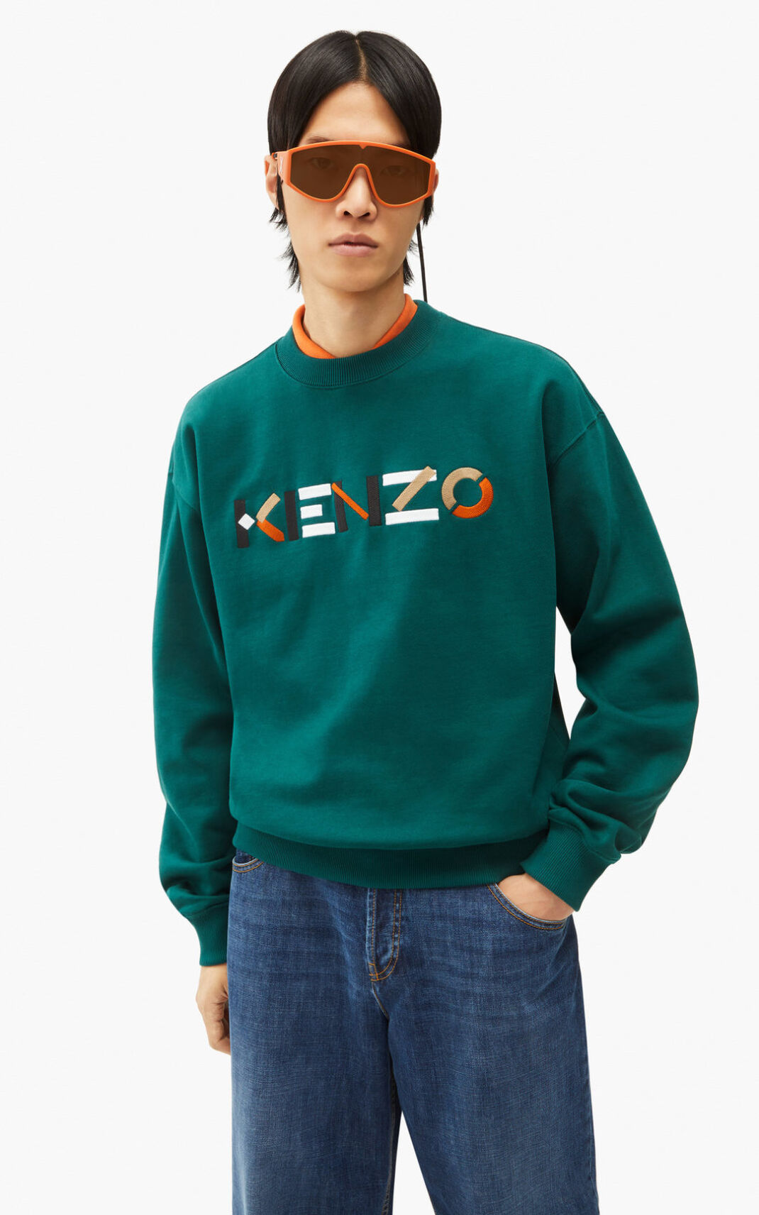 Kenzo Logo oversized multicoloured φούτερ ανδρικα μπλε | GR888369